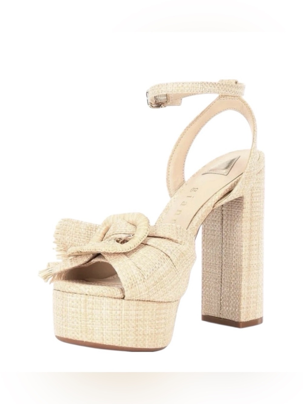NWT Gianni Bini Raffia Platform Block Heel Sandals Size 8.5